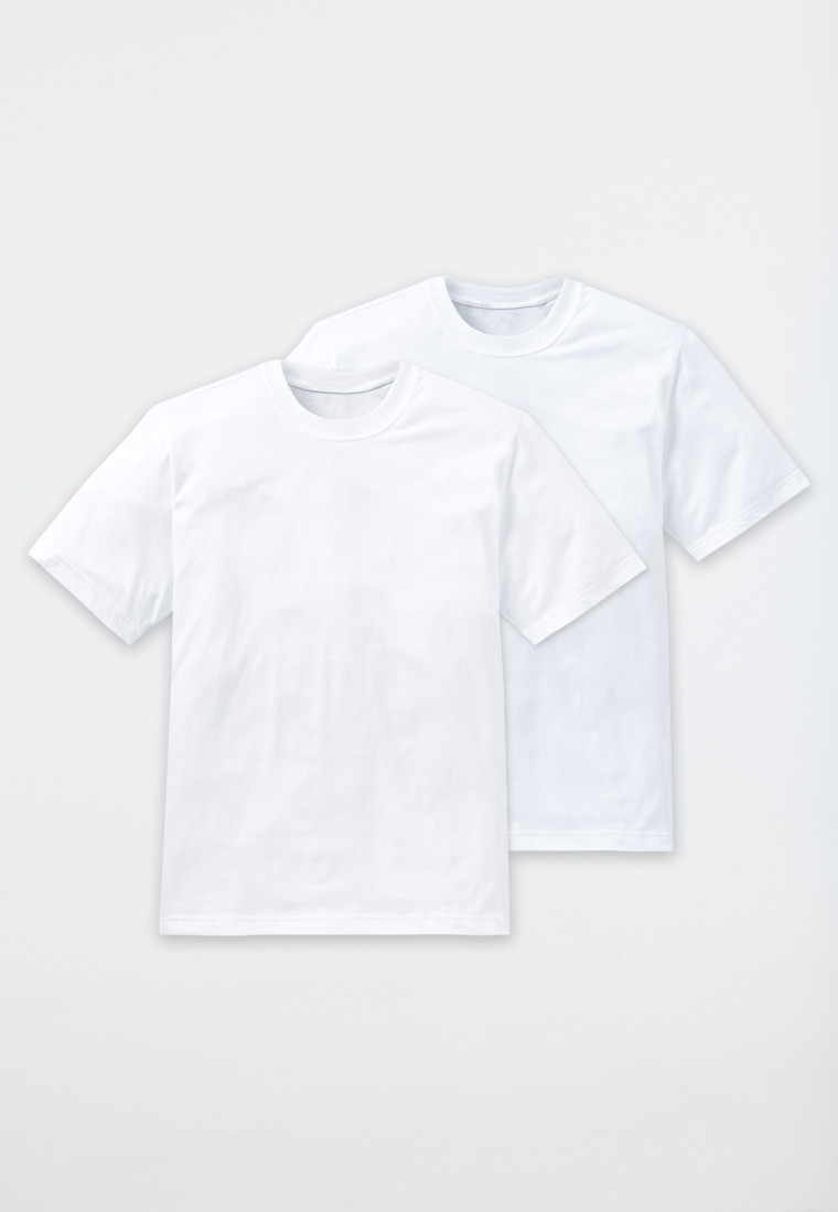 Schiesser Shirt kurzarm Jersey 2er-Pack rundhals weiß - American T-Shirt Online