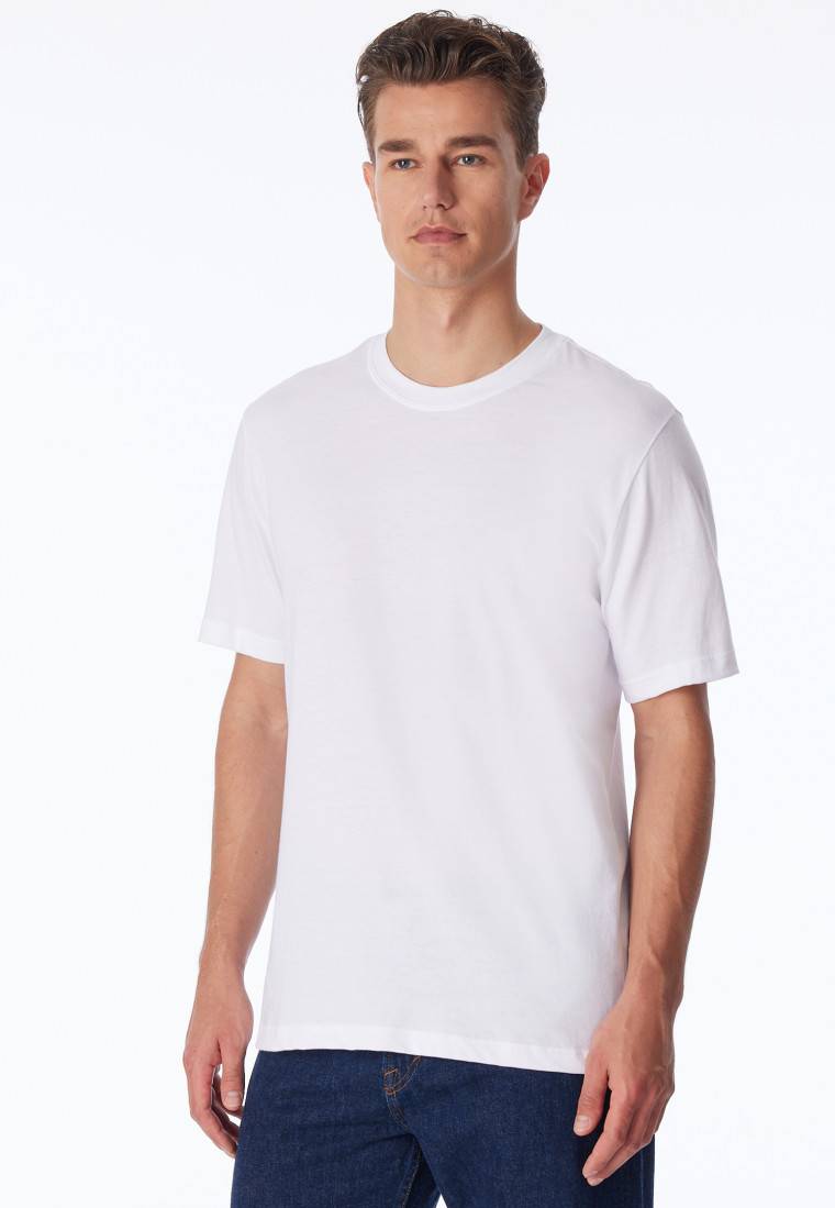 Schiesser Shirt kurzarm Jersey 2er-Pack rundhals weiß - American T-Shirt Online