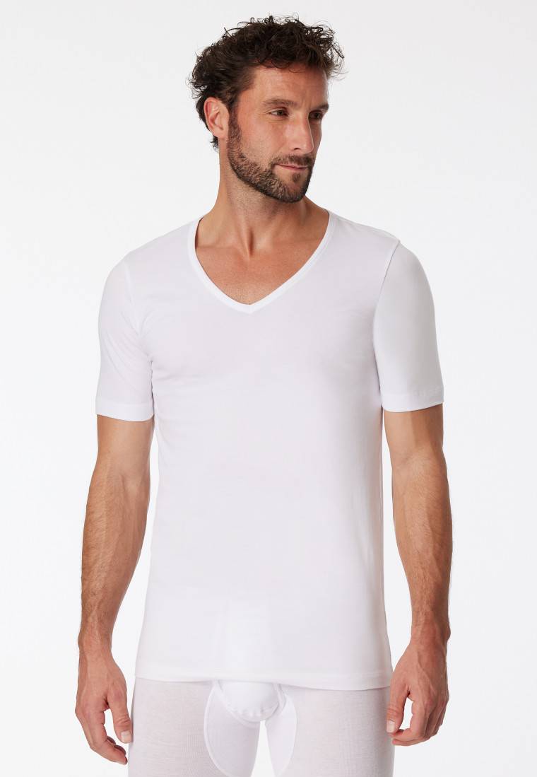 Schiesser Shirts kurzarm 2er-Pack Organic Cotton tiefer V-Ausschnitt weiß – 95/5 Outlet