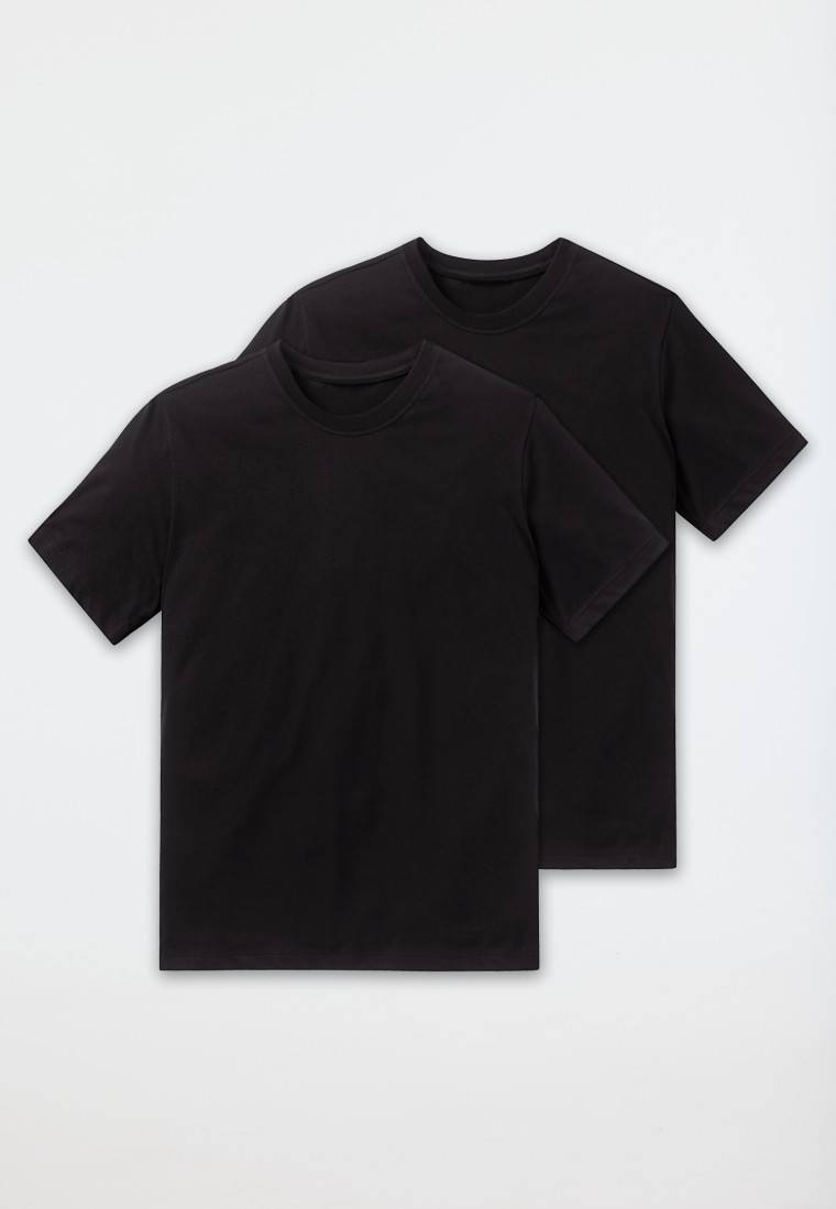 Schiesser Shirt kurzarm Jersey 2er-Pack rundhals schwarz - American T-Shirt Angebote