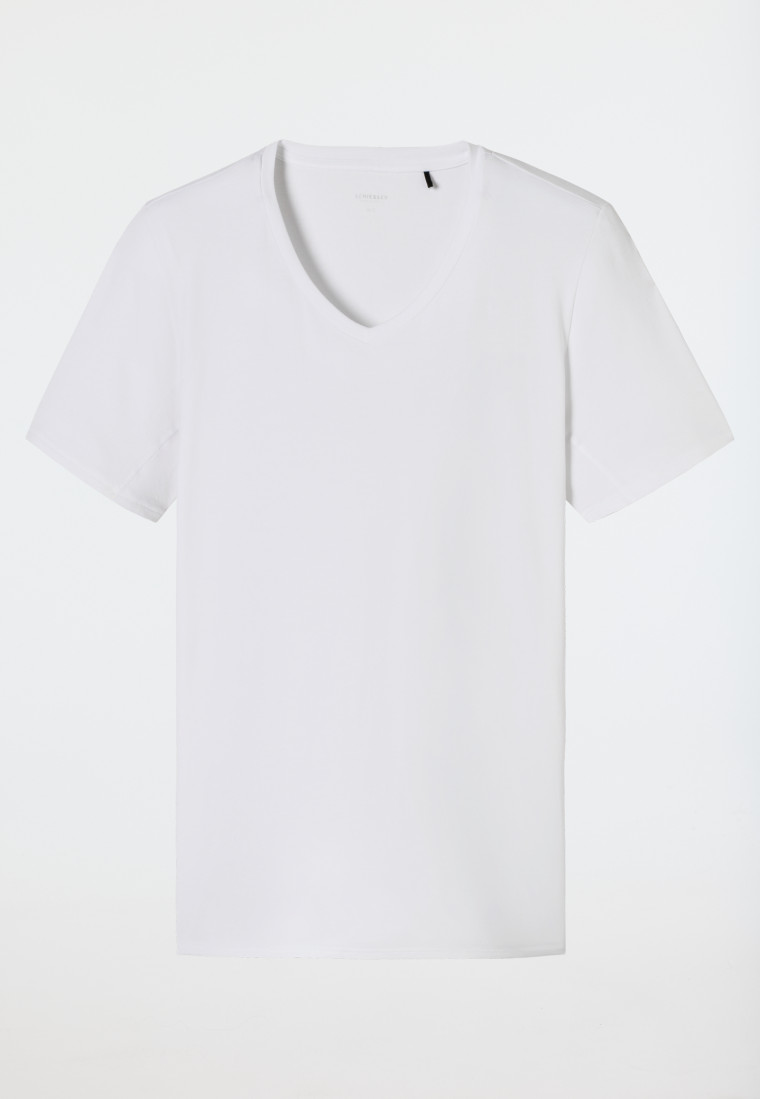 Schiesser Shirt kurzarm V-Ausschnitt weiß - Premium Cotton im Angebot