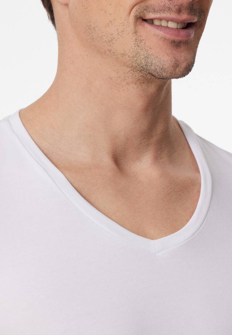 Schiesser Shirt kurzarm V-Ausschnitt weiß - Premium Cotton im Angebot