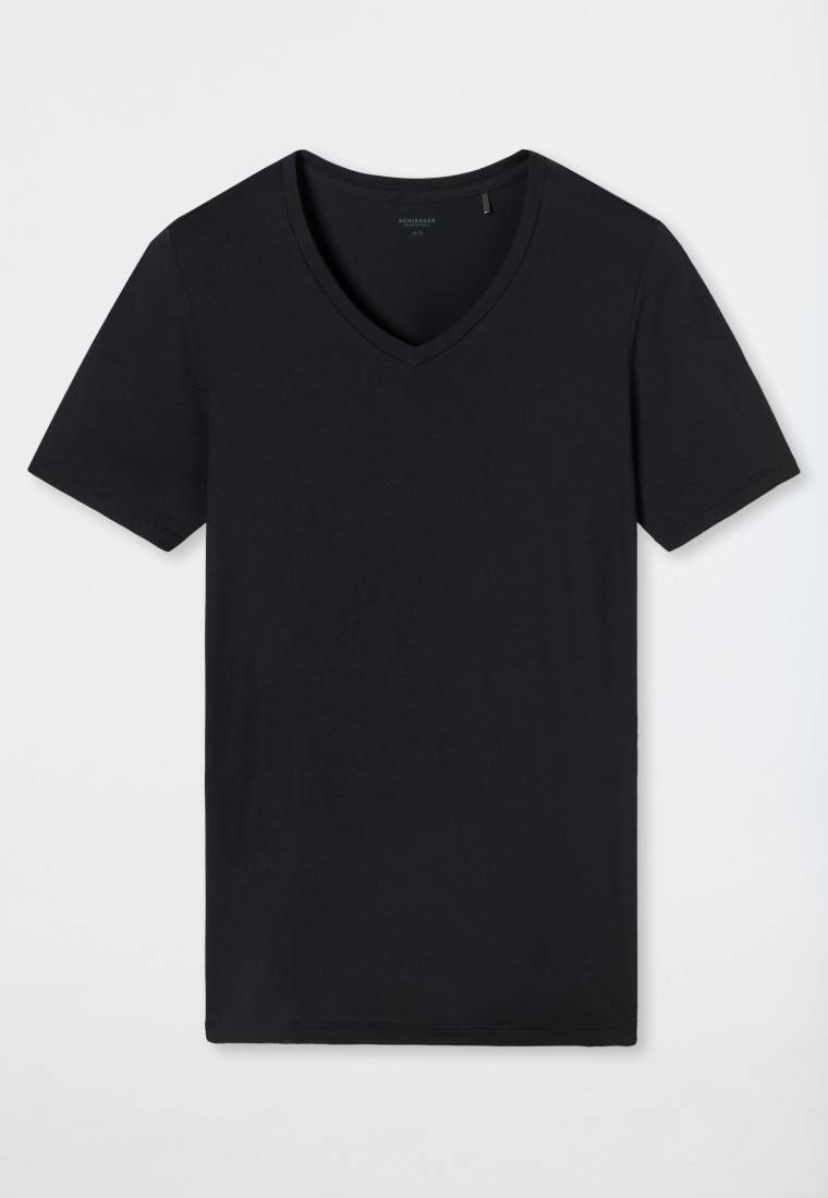 Schiesser Shirt kurzarm V-Ausschnitt schwarz - Premium Modal Limitierter Zeitrabatt
