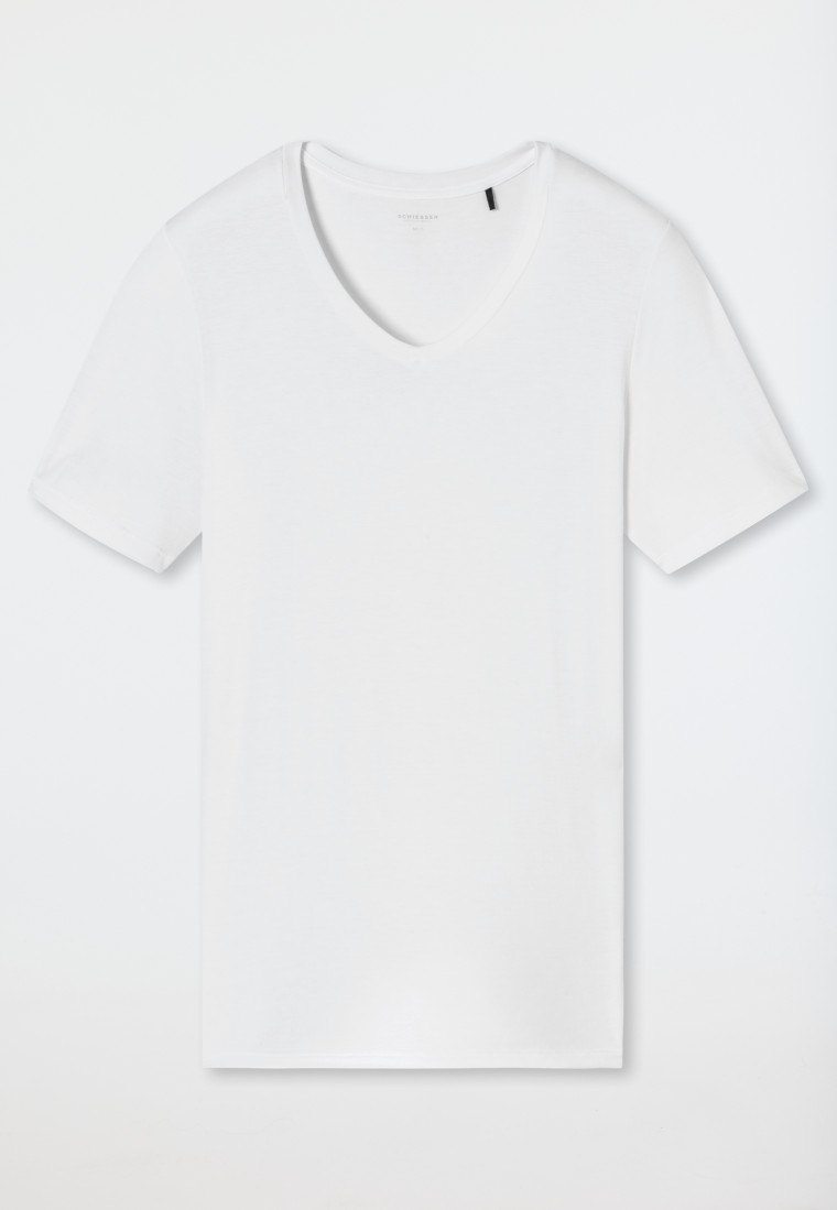 Schiesser Shirt kurzarm V-Ausschnitt weiß - Premium Modal Versandkostenfrei