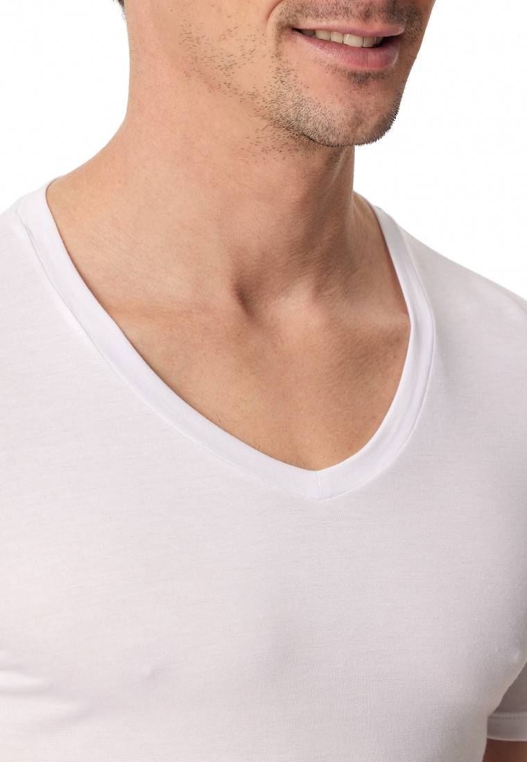 Schiesser Shirt kurzarm V-Ausschnitt weiß - Premium Modal Versandkostenfrei