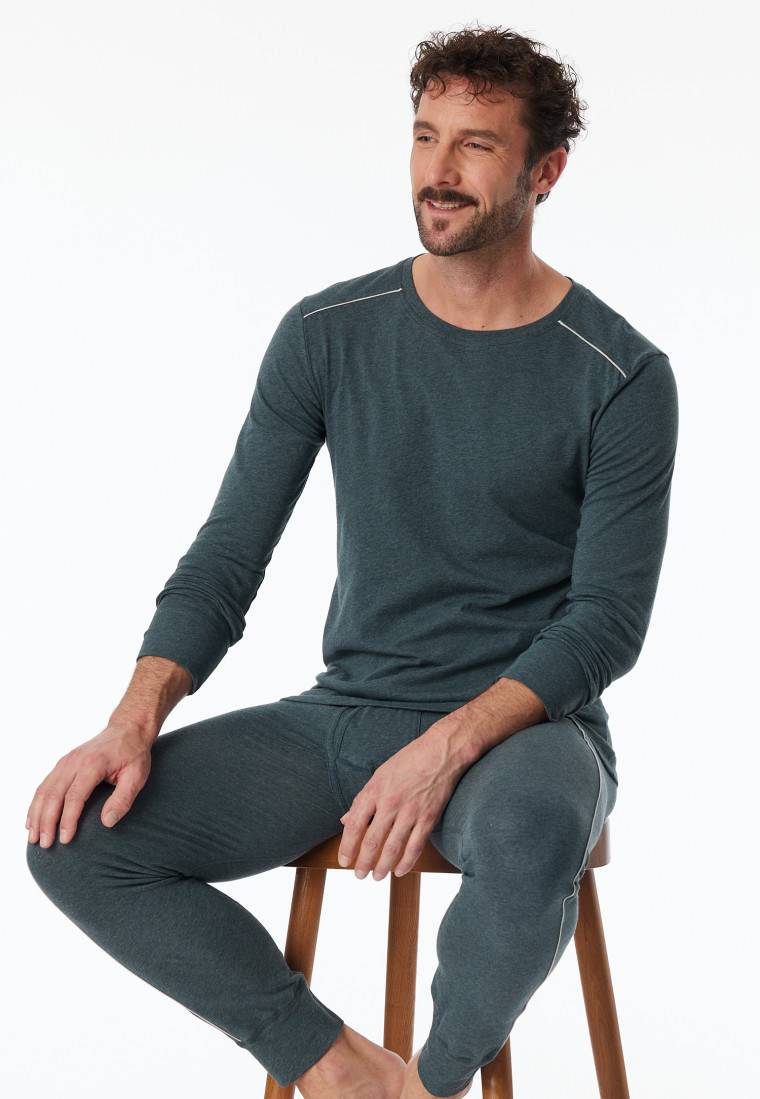 Schiesser Shirt langarm blau meliert - Comfort Fit Online Shopping