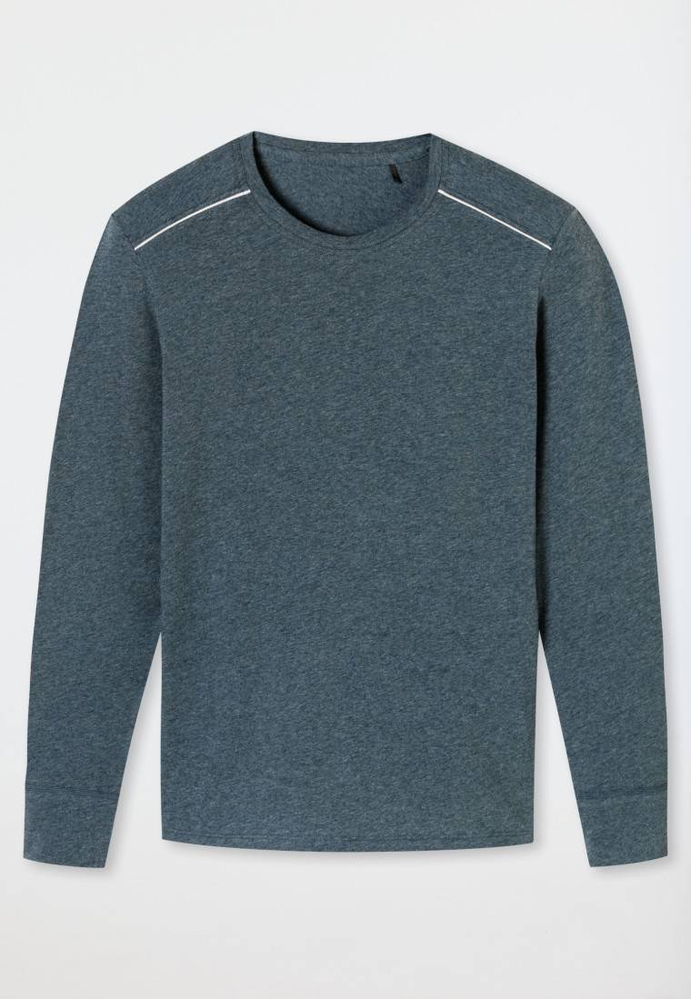 Schiesser Shirt langarm blau meliert - Comfort Fit Online Shopping