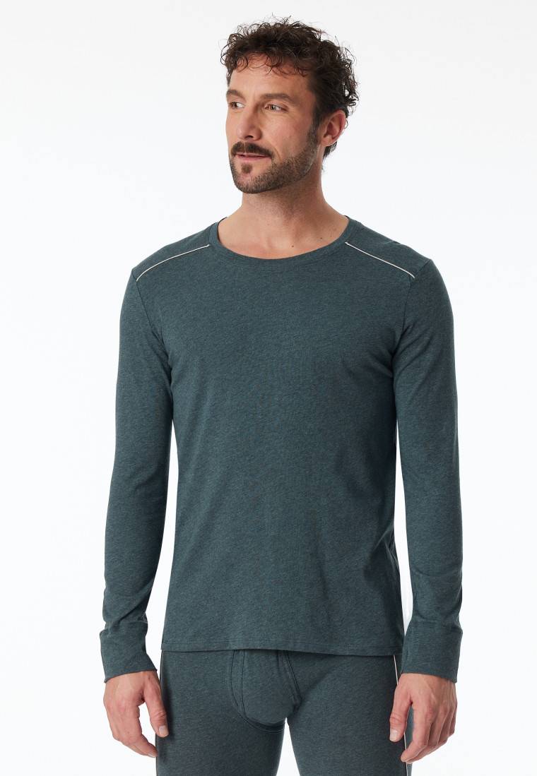 Schiesser Shirt langarm blau meliert - Comfort Fit Online Shopping