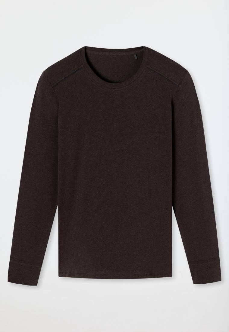 Schiesser Shirt langarm braun meliert - Comfort Fit Preisnachlass