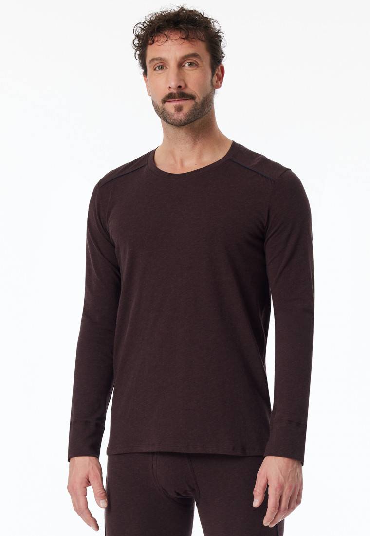 Schiesser Shirt langarm braun meliert - Comfort Fit Preisnachlass