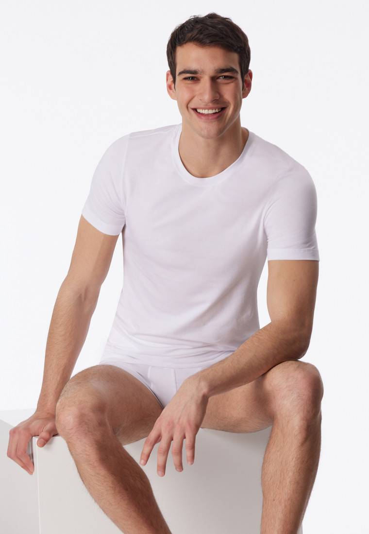 Schiesser Shirt kurzarm Jersey elastisch rundhals weiß - Long Life Soft Saisonschlussverkauf