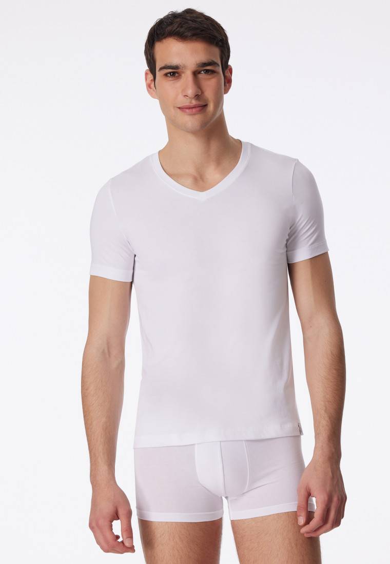 Schiesser Shirt kurzarm Jersey elastisch V-Ausschnitt weiß - Long Life Soft Osterangebot