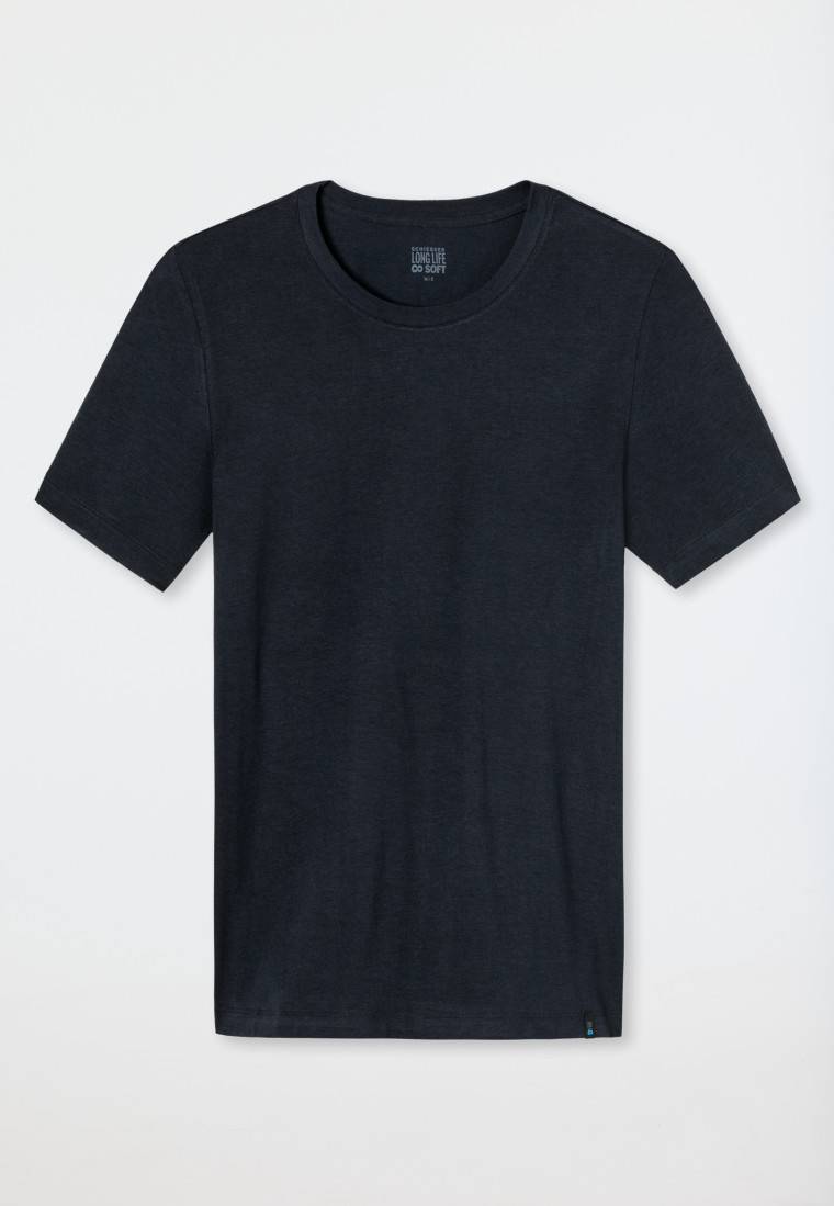 Schiesser Shirt kurzarm Jersey elastisch rundhals blauschwarz - Long Life Soft Heißer Verkauf