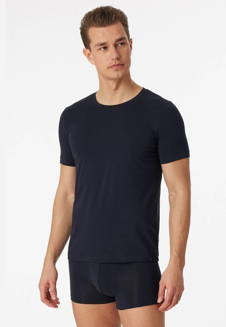 Schiesser Shirt kurzarm Jersey elastisch rundhals blauschwarz - Long Life Soft Heißer Verkauf
