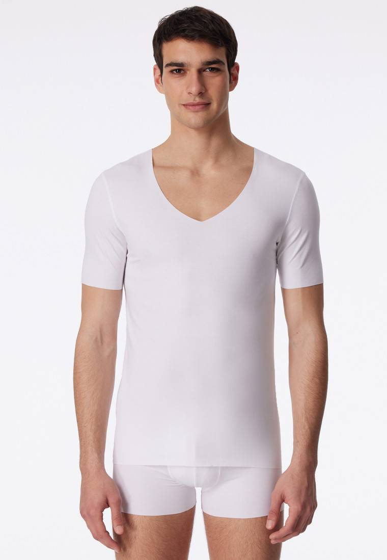 Schiesser Shirt Interlock seamless kurzarm V-Ausschnitt weiß - Laser Cut Online Outlet