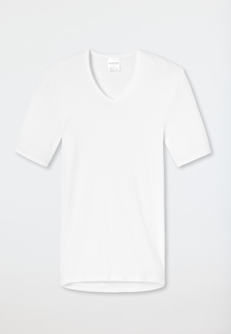 Schiesser Shirt kurzarm V-Ausschnitt Feinripp weiß - Original Classics Zeitlich begrenztes Angebot