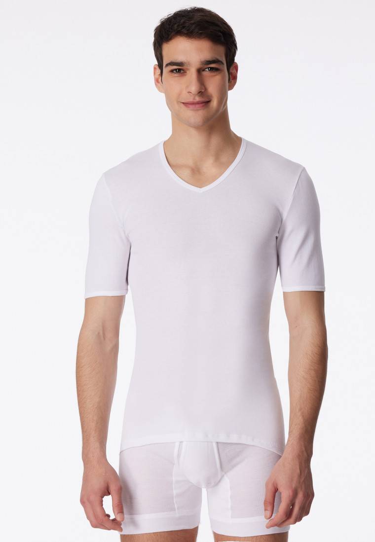 Schiesser Shirt kurzarm V-Ausschnitt Feinripp weiß - Original Classics Zeitlich begrenztes Angebot