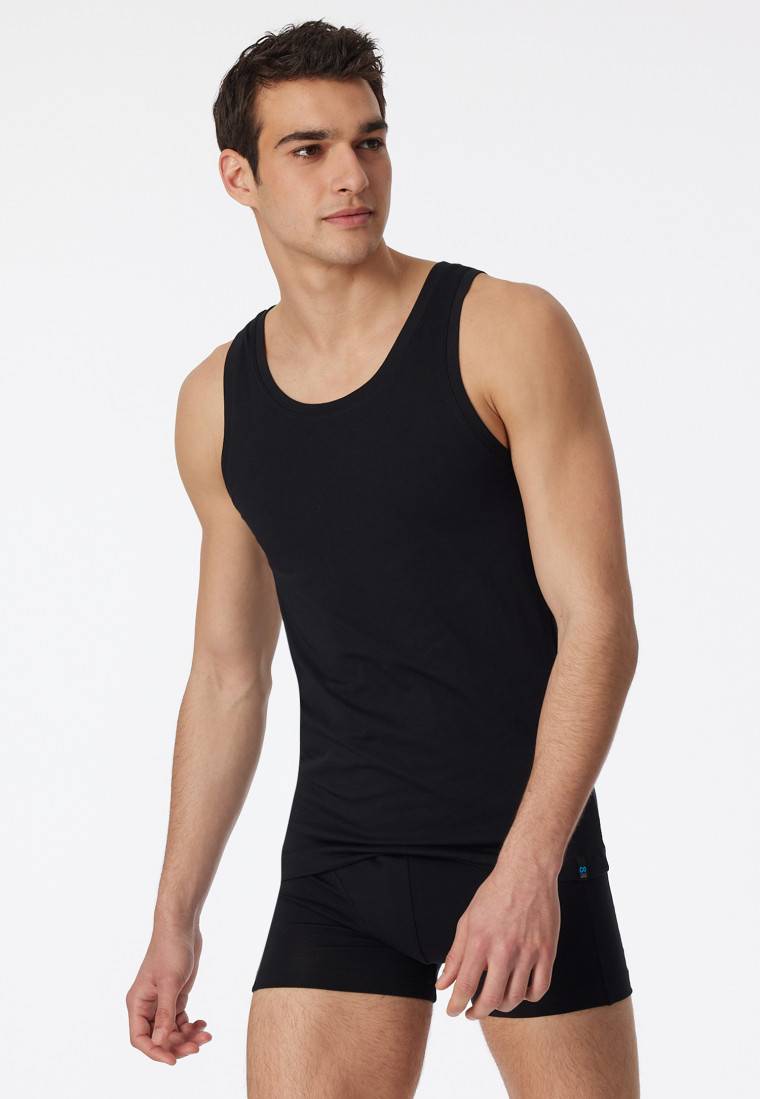 Schiesser Unterhemd schwarz - Long Life Cotton