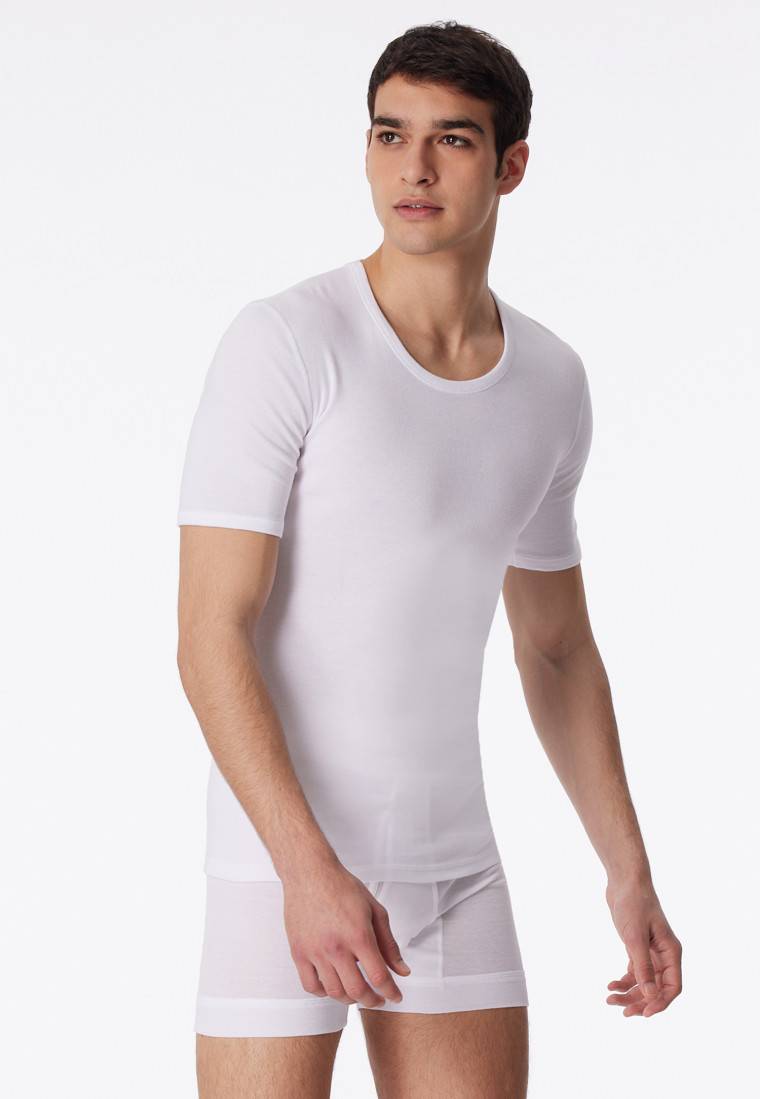 Schiesser Shirt kurzarm weiß - Essentials Feinripp