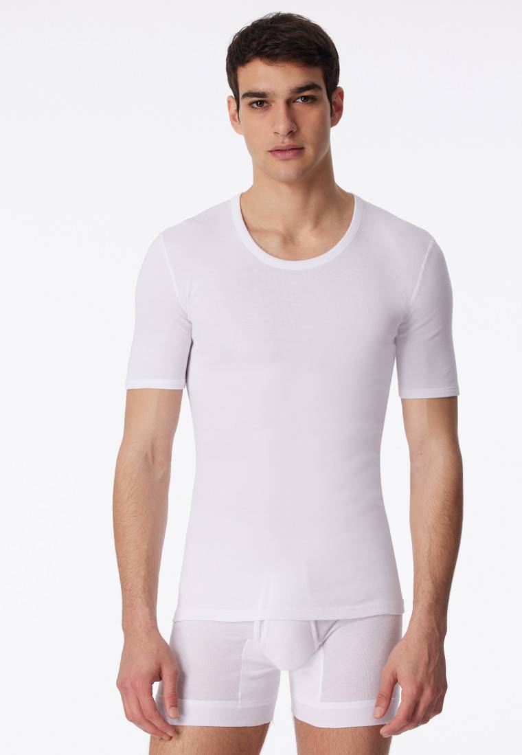 Schiesser Shirt kurzarm weiß - Essentials Feinripp Große Rabatte
