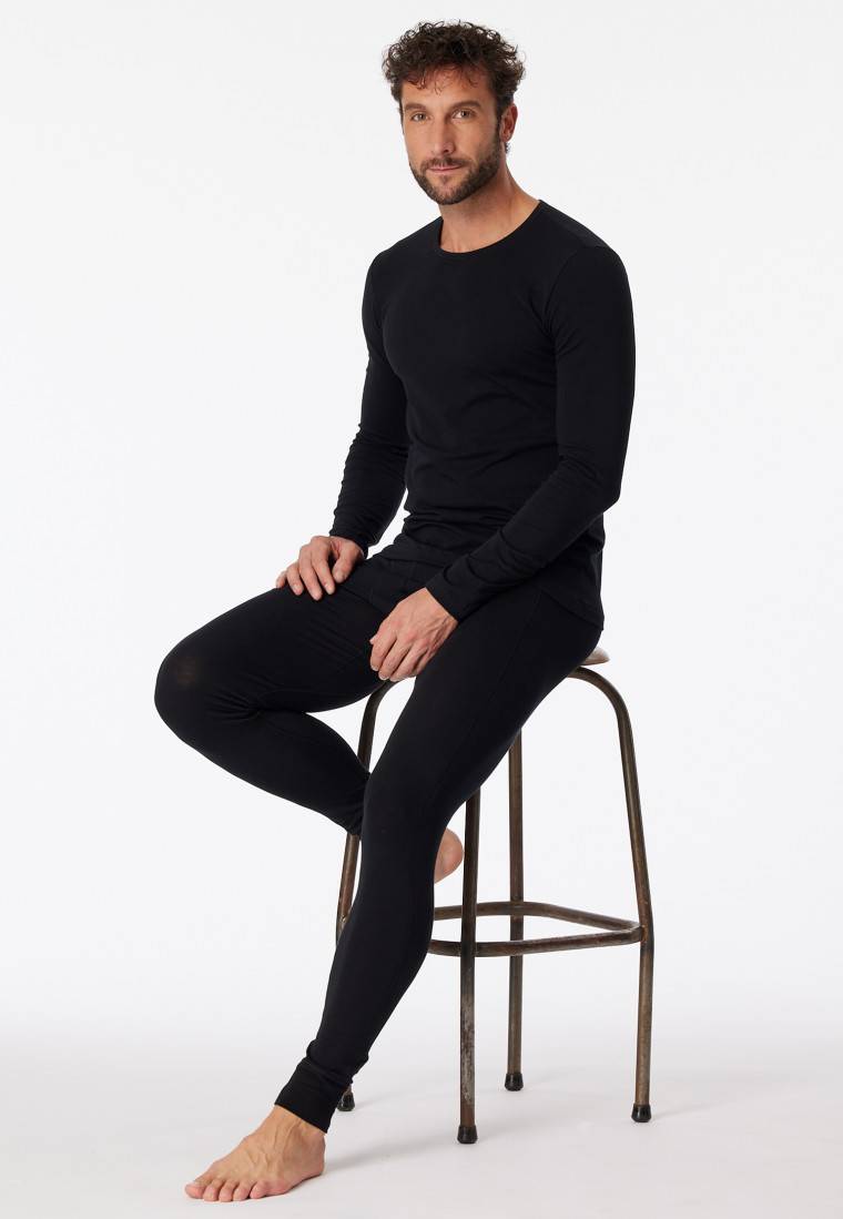 Schiesser Shirt langarm Organic Cotton Rundhals schwarz - 95/5