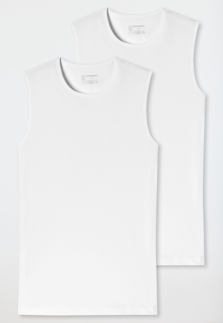 Schiesser Tank Tops 2er-Pack Organic Cotton Rundhals weiß – 95/5 Riesige Ersparnisse