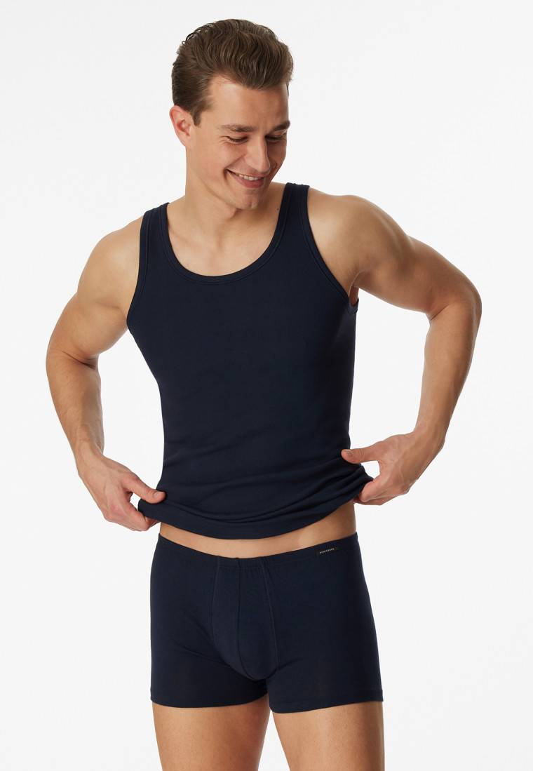 Schiesser Unterhemden 2er-Pack navy - Essentials Feinripp Super Sparpreis