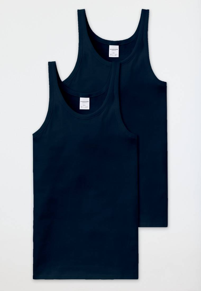 Schiesser Unterhemden 2er-Pack navy - Essentials Feinripp Super Sparpreis