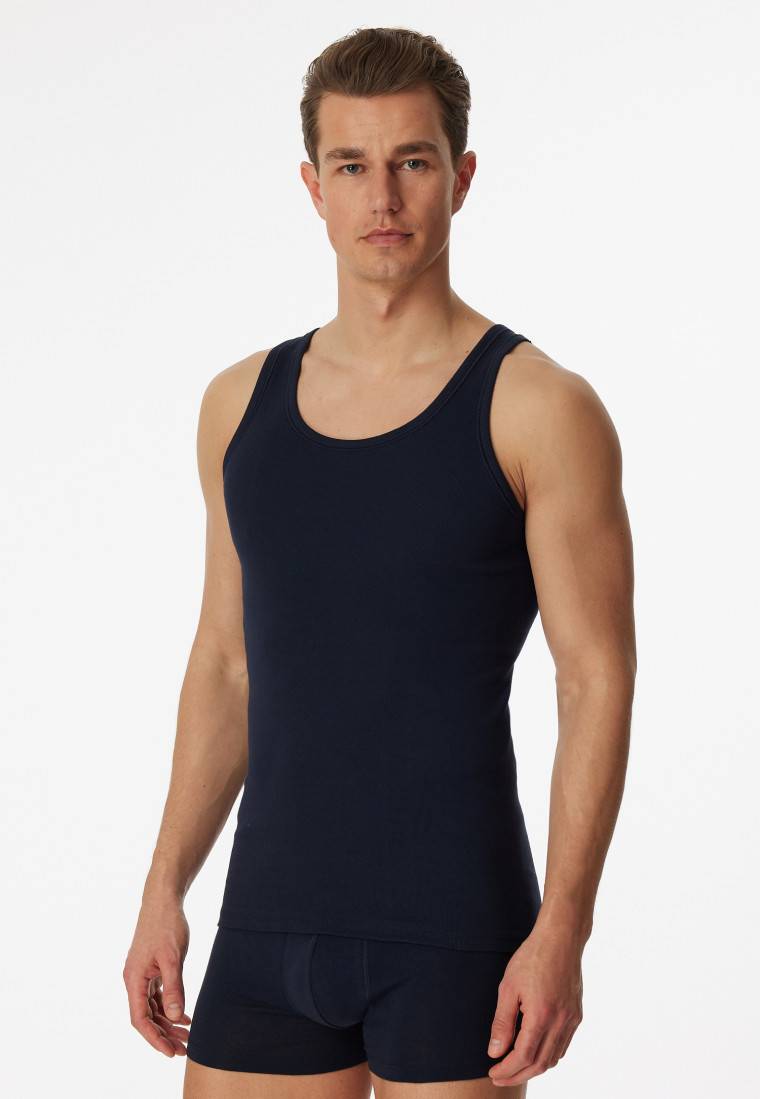 Schiesser Unterhemden 2er-Pack navy - Essentials Feinripp Super Sparpreis