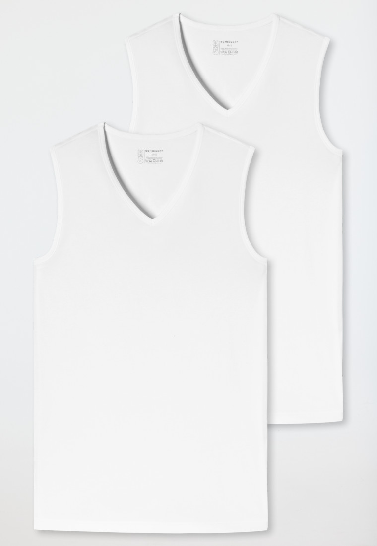 Schiesser Tank Tops 2er-Pack Organic Cotton V-Ausschnitt weiß - 95/5 Wochenangebot