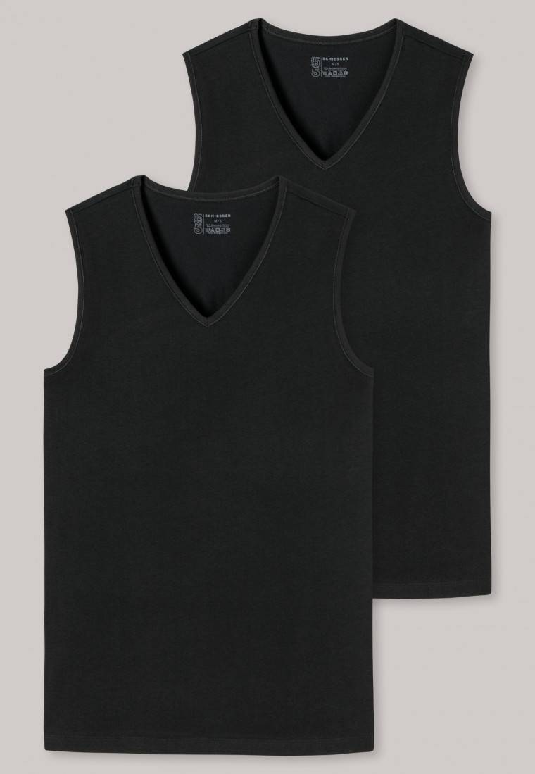 Schiesser Tank Tops 2er-Pack Organic Cotton V-Ausschnitt schwarz- 95/5 Kostenlose Rückgabe