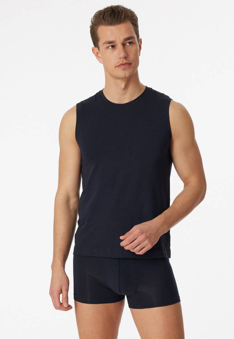 Schiesser Tank Top modische Schnittform blauschwarz - Long Life Soft Letzte 2 Tage