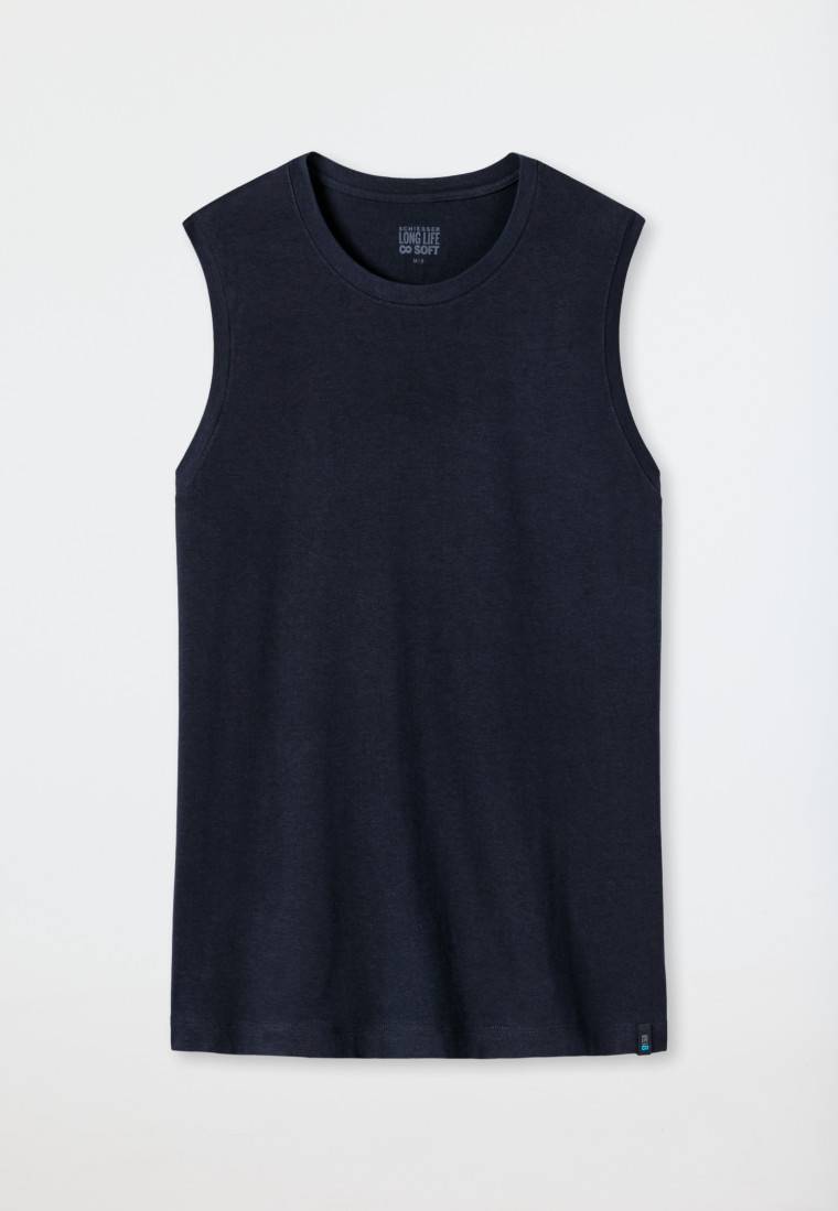 Schiesser Tank Top modische Schnittform blauschwarz - Long Life Soft Letzte 2 Tage