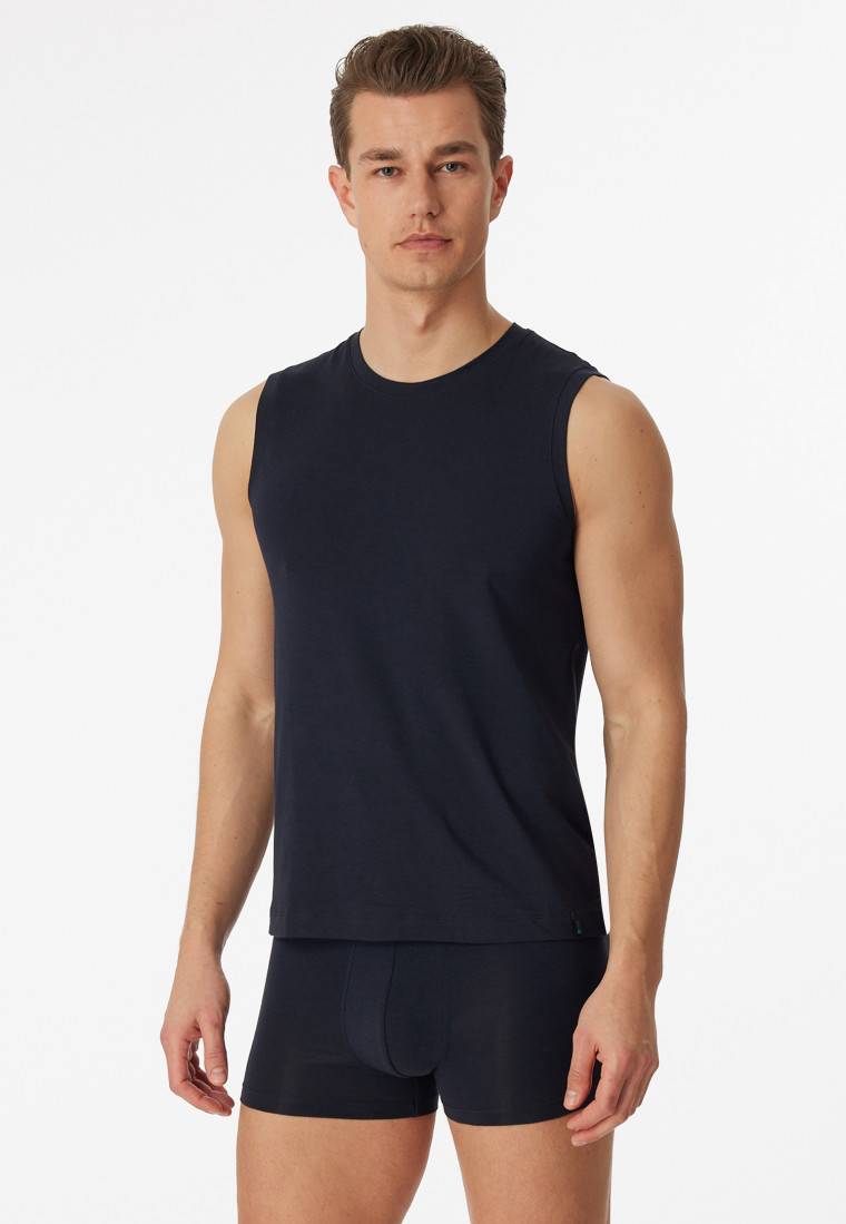 Schiesser Tank Top modische Schnittform blauschwarz - Long Life Soft Letzte 2 Tage