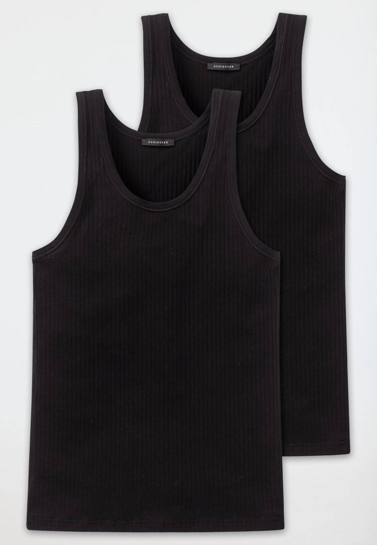 Schiesser Unterhemden 2er-Pack schwarz - Authentic Bis zu 60% Rabatt