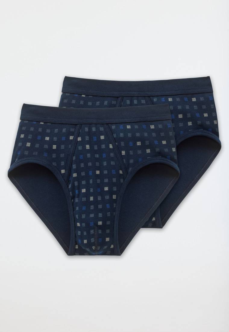 Schiesser Sportslips mit Eingriff 2er-Pack navy blau kariert - Essentials Discount Store für neue Produkte