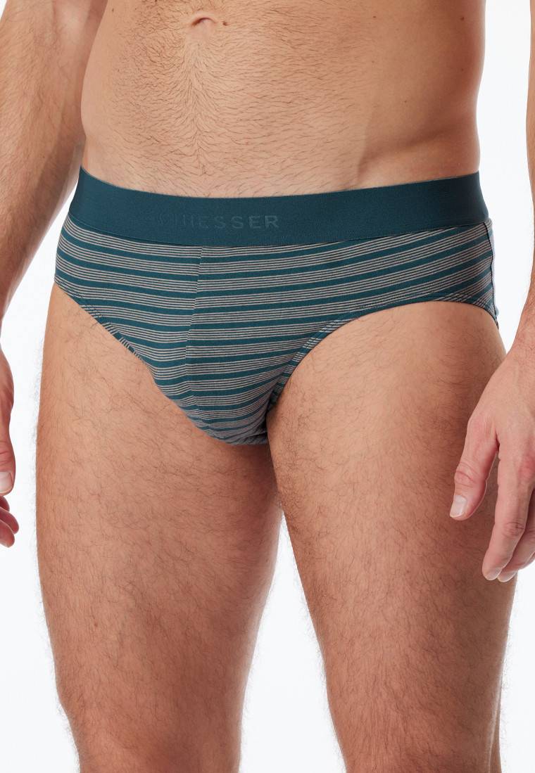 Schiesser Rio-Slips 3er-Pack Organic Cotton Webgummibund uni/gestreift - 95/5 Im Verkauf