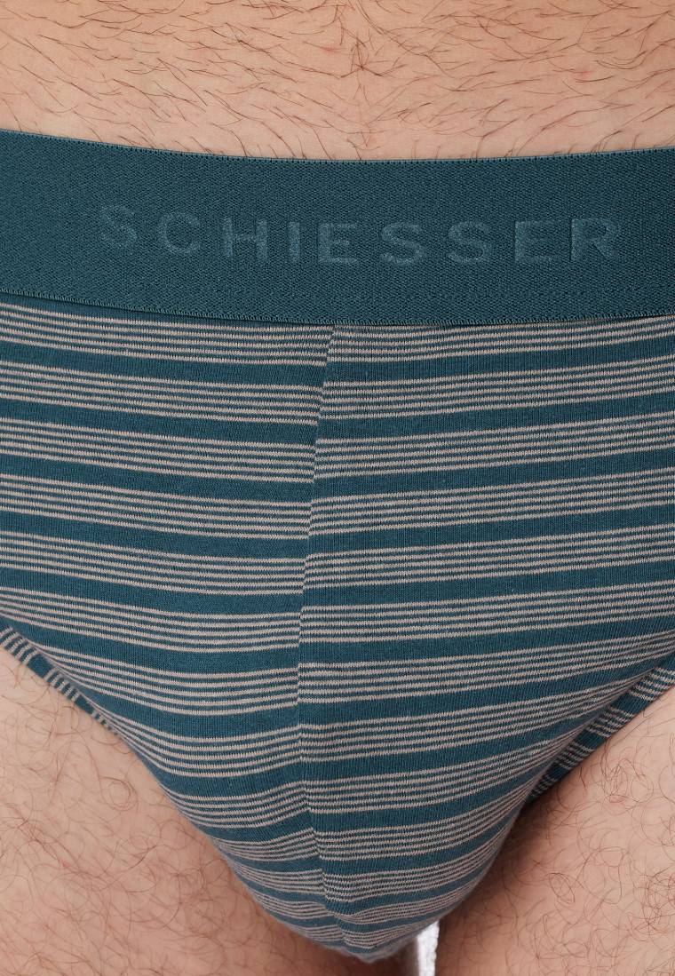 Schiesser Rio-Slips 3er-Pack Organic Cotton Webgummibund uni/gestreift - 95/5 Im Verkauf
