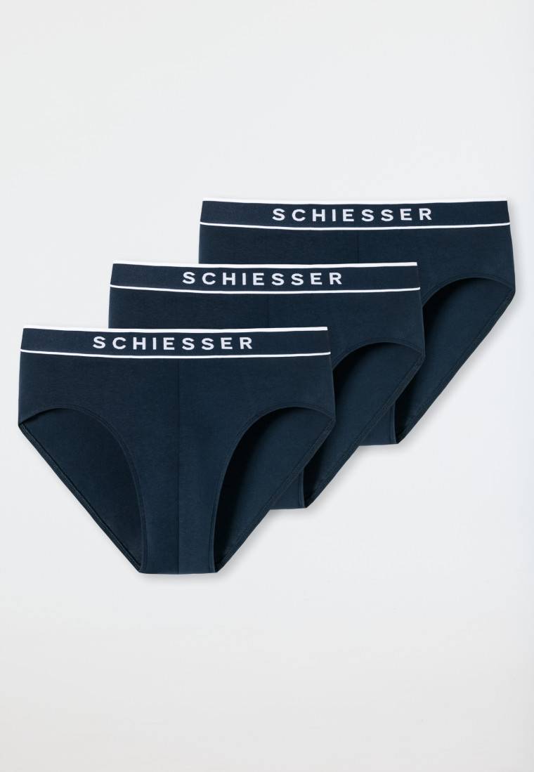 Schiesser Rio-Slips 3er-Pack Organic Cotton Webgummibund dunkelblau - 95/5 2025