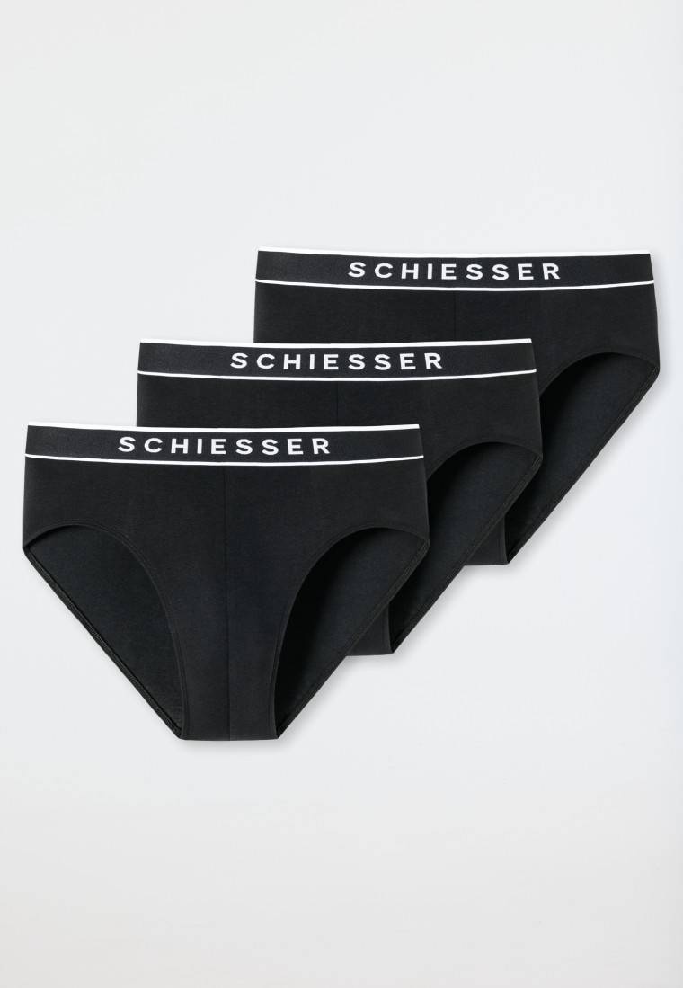 Schiesser Rio-Slips 3er-Pack Organic Cotton Webgummibund schwarz - 95/5 im Angebot