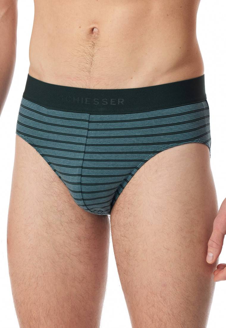 Schiesser Rio-Slips 3er-Pack Organic Cotton Webgummibund uni/gestreift schwarz - 95/5 Meist gekauft