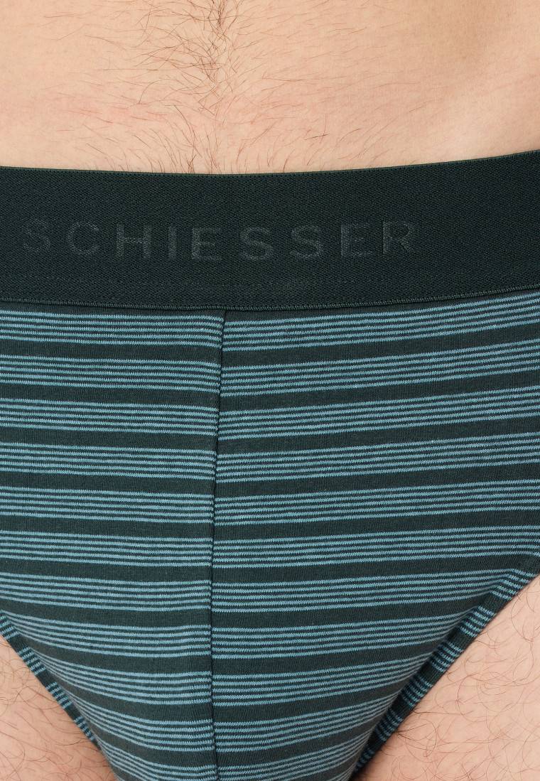 Schiesser Rio-Slips 3er-Pack Organic Cotton Webgummibund uni/gestreift schwarz - 95/5 Meist gekauft