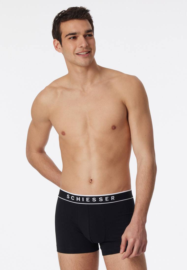 Schiesser Shorts 3er-Pack Organic Cotton Webgummibund schwarz - 95/5 Jubiläumsangebot