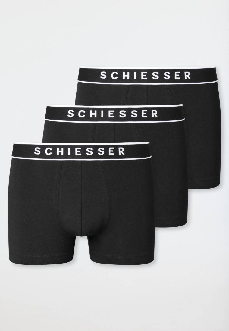 Schiesser Shorts 3er-Pack Organic Cotton Webgummibund schwarz - 95/5 Jubiläumsangebot