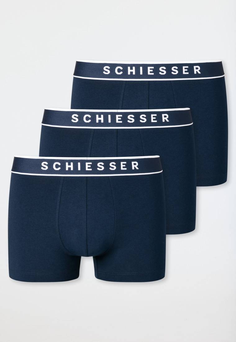 Schiesser Shorts 3er-Pack Organic Cotton Webgummibund dunkelblau - 95/5 Lagerräumung