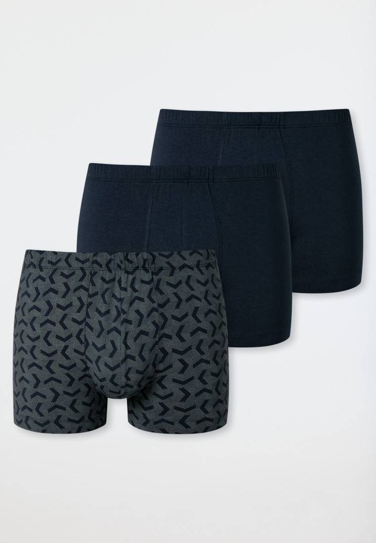 Schiesser Shorts 3er-Pack Organic Cotton dunkelblau gemustert - 95/5 Bestseller