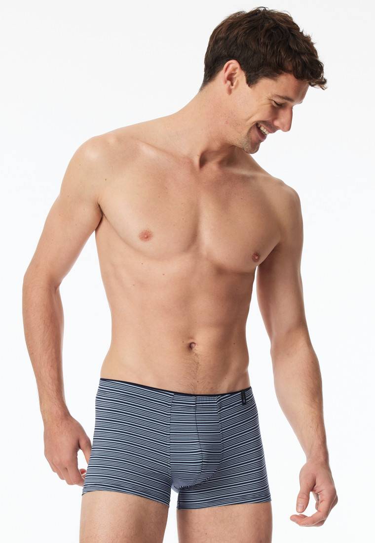 Schiesser Shorts Supermini Modal Streifen blaugrau - Long Life Soft Sonderangebote