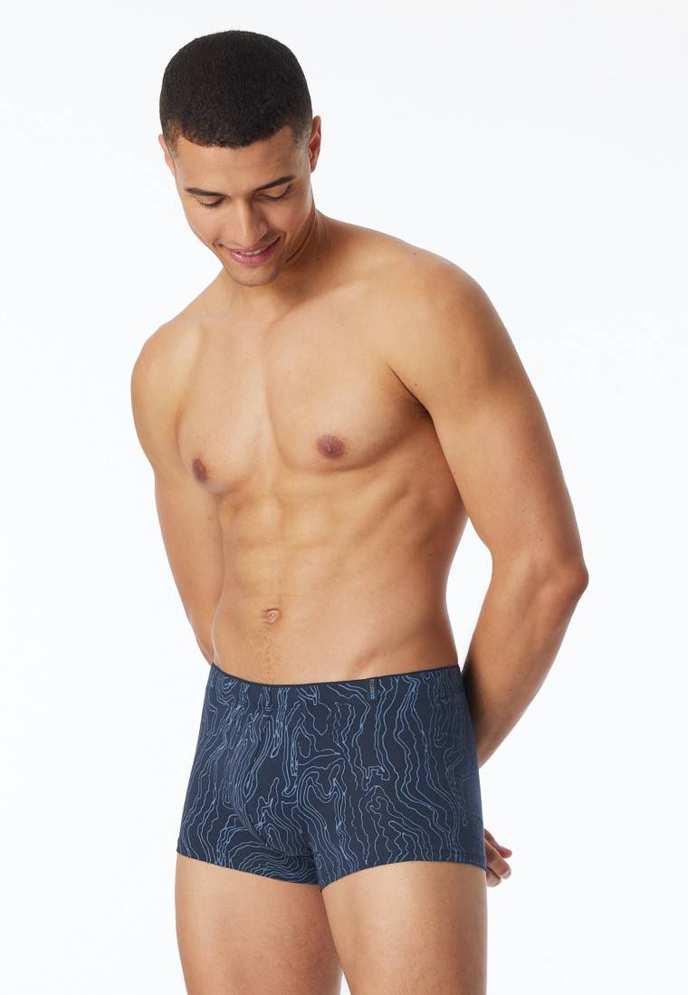 Schiesser Shorts Modal gemustert jeansblau - Long Life Soft Super Sparpreis