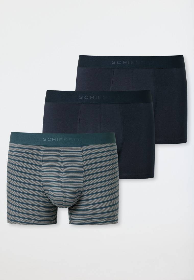Schiesser Shorts 3er-Pack Organic Cotton Webgummibund uni/gestreift mehrfarbig - 95/5 Begrenzte Freigabe