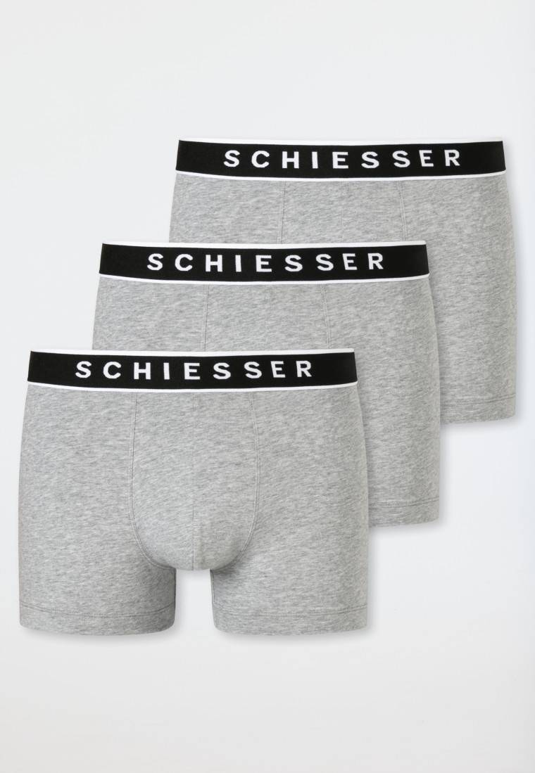 Schiesser Shorts 3er-Pack Organic Cotton Webgummibund grau-meliert - 95/5 Zeitbegrenzte Promotion